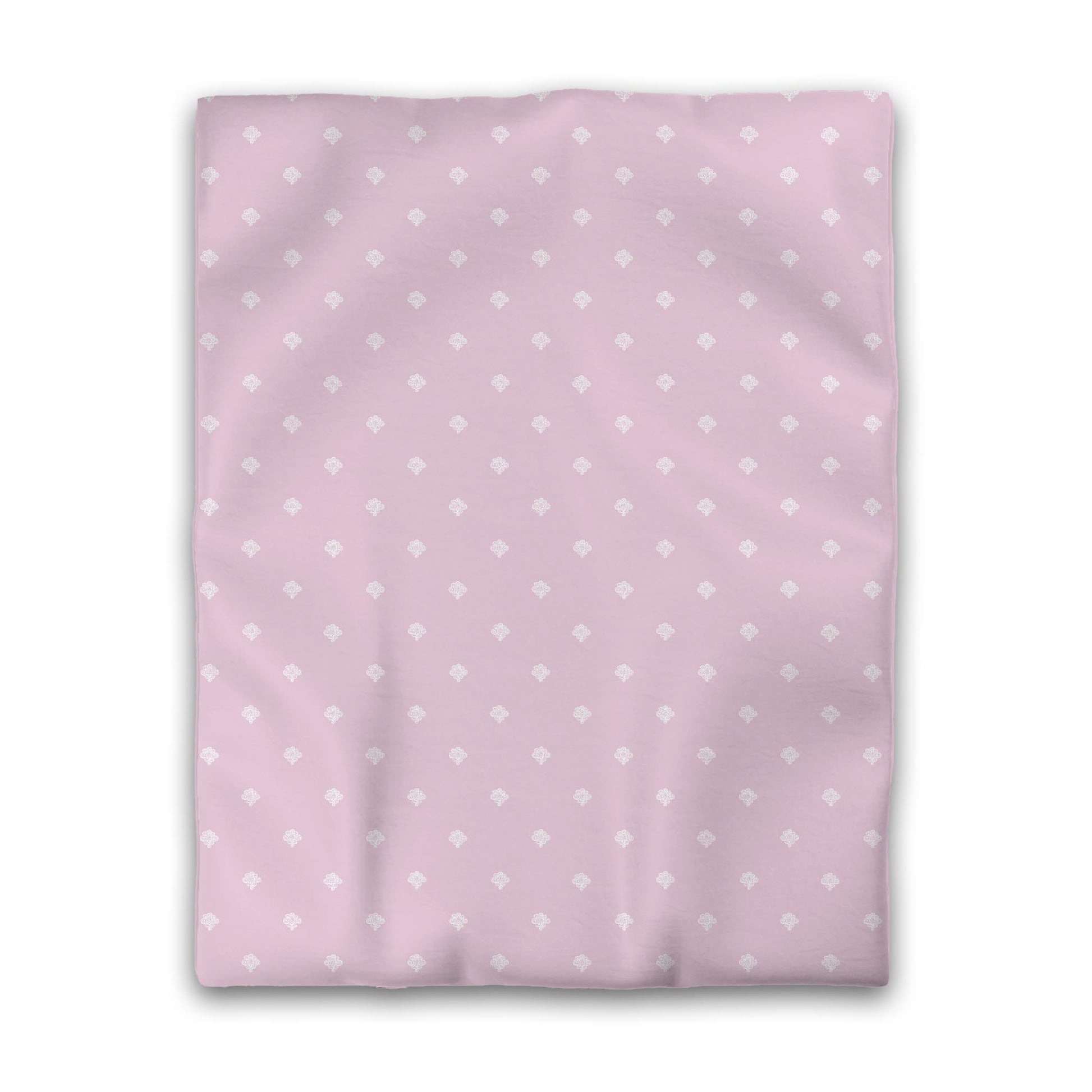 Pink Cotton Sateen Duvet Cover, Off-white Hand-painted Swizzle Motif Print, CSDU-1081-172, Twin - 178 x 229 cm / 70 x 90 inches