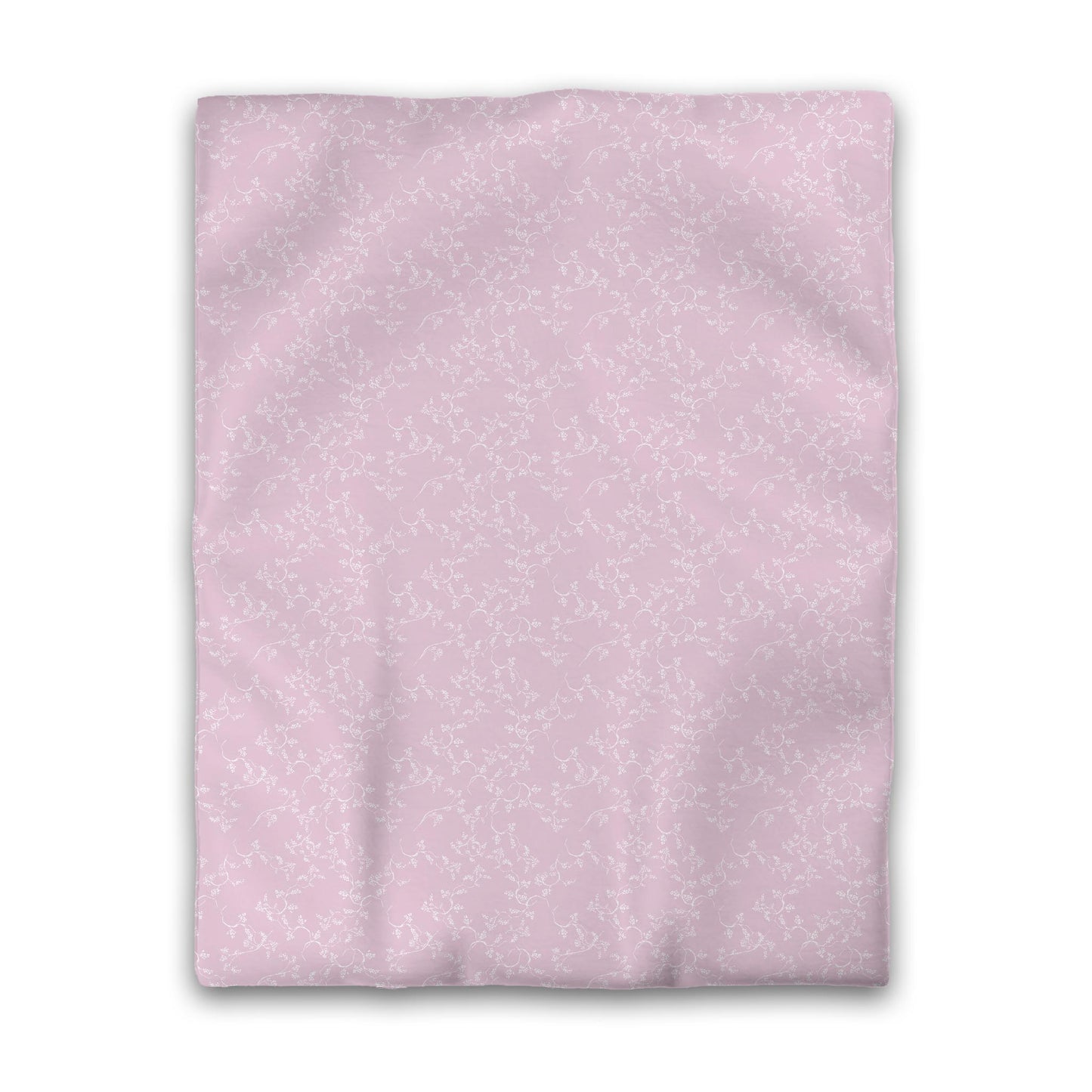 Pink Cotton Sateen Duvet Cover, Off-white Hand-painted Vine Print, CSDU-1081-182, Twin - 178 x 229 cm / 70 x 90 inches