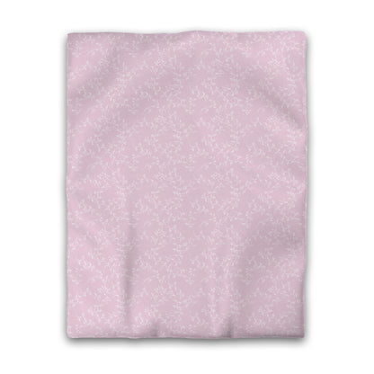 Pink Cotton Sateen Duvet Cover, Off-white Hand-painted Vine Print, CSDU-1081-182, Twin - 178 x 229 cm / 70 x 90 inches