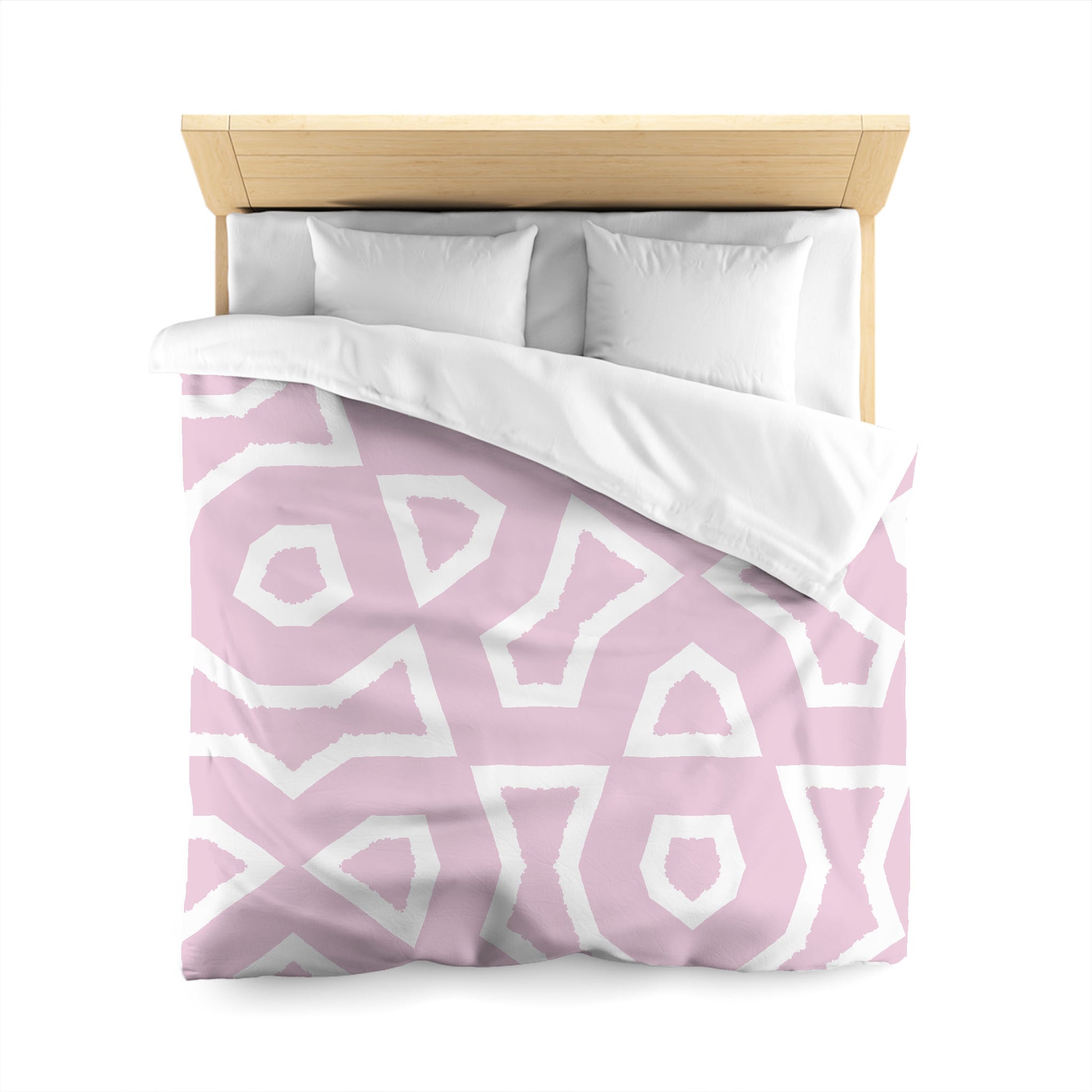 Pink Cotton Sateen Duvet Cover, Bold Off-white Graphic, CSDU-1081-392, Queen - 229 x 229 cm / 90 x 90 inches