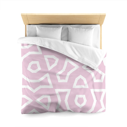 Pink Cotton Sateen Duvet Cover, Bold Off-white Graphic, CSDU-1081-392, Queen - 229 x 229 cm / 90 x 90 inches