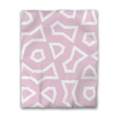 Pink Cotton Sateen Duvet Cover, Bold Off-white Graphic, CSDU-1081-392, Twin - 178 x 229 cm / 70 x 90 inches