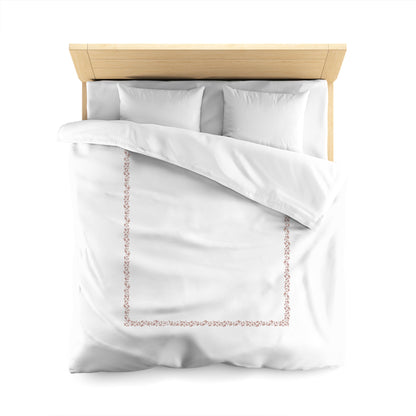 Off-white Cotton Sateen Duvet Cover, Salmon Hand-painted Dab Motif Print, Classic Border, CSDU-1139-091, Queen - 229 x 229 cm / 90 x 90 inches