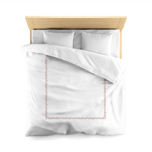 Off-white Cotton Sateen Duvet Cover, Salmon Hand-painted Dab Motif Print, Classic Border, CSDU-1139-091, Queen - 229 x 229 cm / 90 x 90 inches