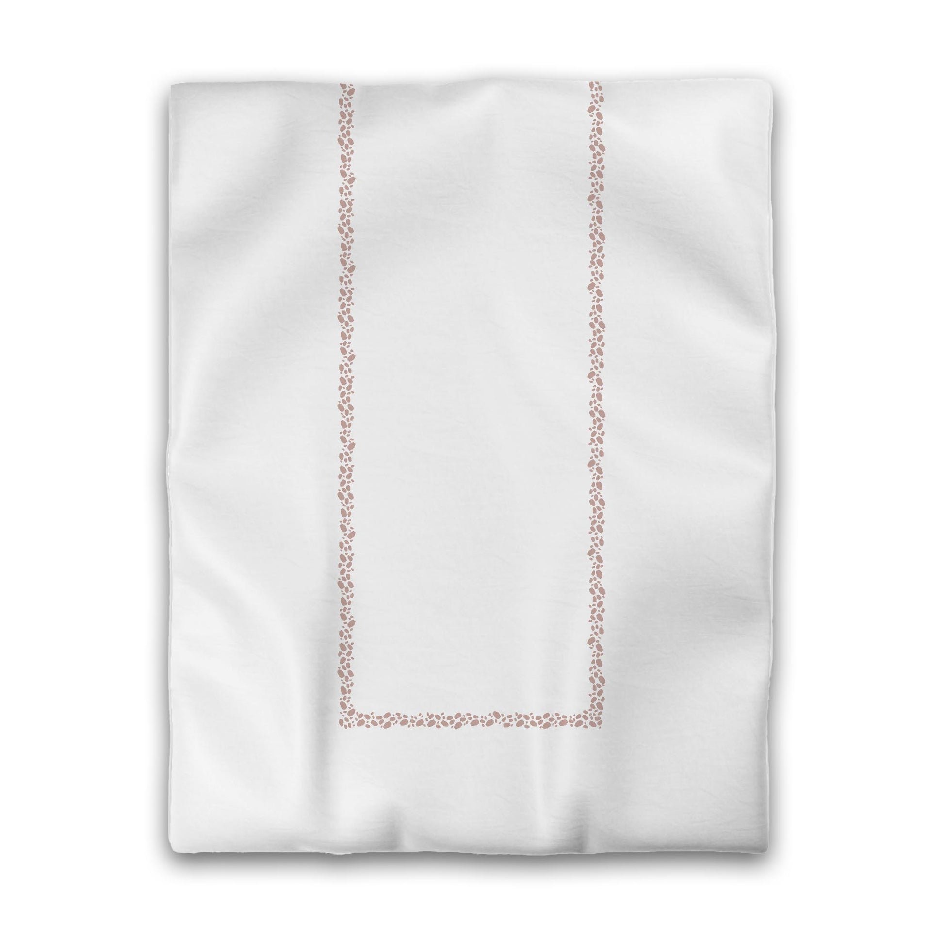 Off-white Cotton Sateen Duvet Cover, Salmon Hand-painted Dab Motif Print, Classic Border, CSDU-1139-091, Twin - 178 x 229 cm / 70 x 90 inches