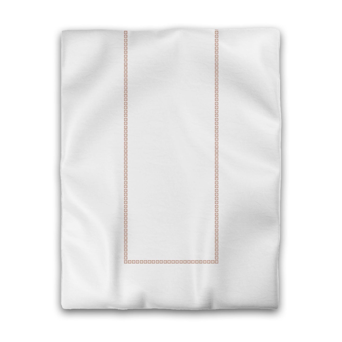 Off-white Cotton Sateen Duvet Cover, Salmon Repeating Square Motif Print, Classic Border, CSDU-1139-121, Twin - 178 x 229 cm / 70 x 90 inches