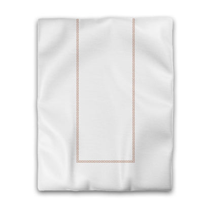 Off-white Cotton Sateen Duvet Cover, Salmon Repeating Square Motif Print, Classic Border, CSDU-1139-121, Twin - 178 x 229 cm / 70 x 90 inches