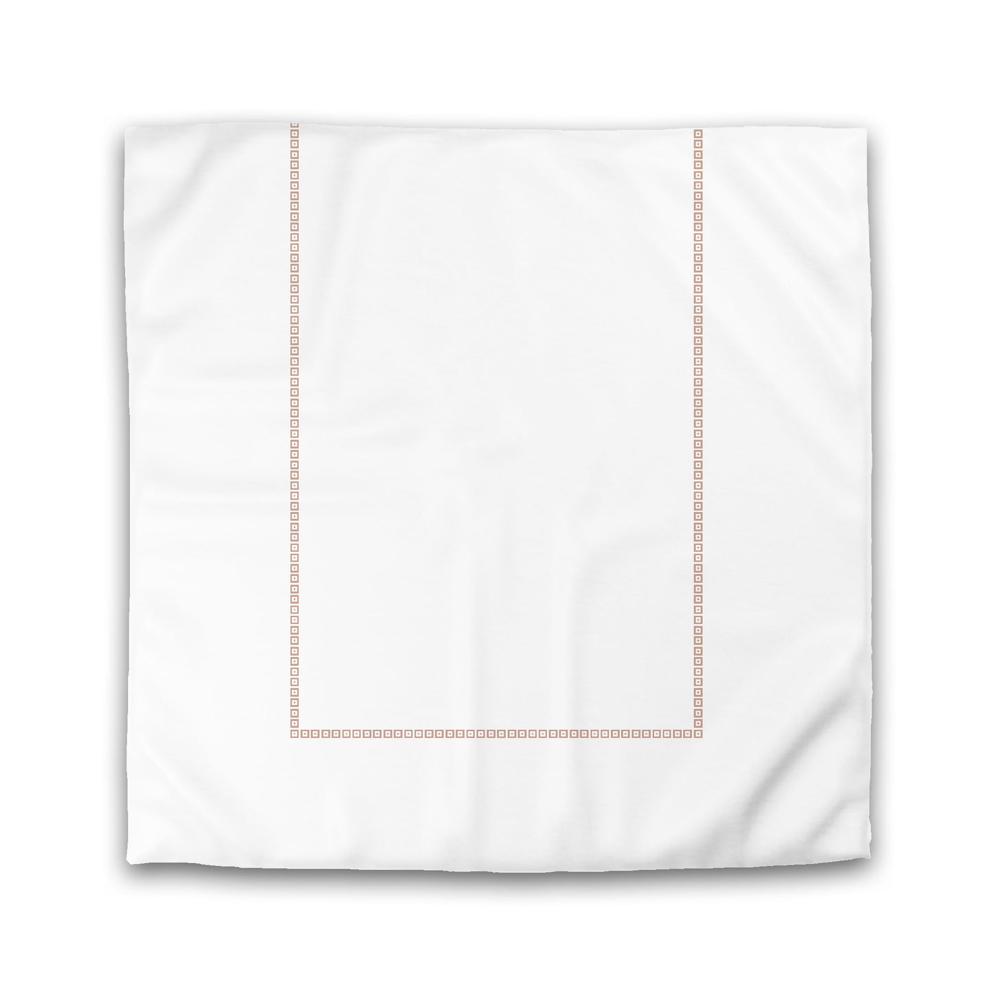 Off-white Cotton Sateen Duvet Cover, Salmon Repeating Square Motif Print, Classic Border | CSDU-1139-121