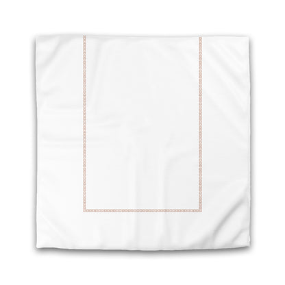 Off-white Cotton Sateen Duvet Cover, Salmon Repeating Square Motif Print, Classic Border | CSDU-1139-121