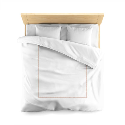 Off-white Cotton Sateen Duvet Cover, Salmon Single Weave Motif Print, Classic Border, CSDU-1139-141, Queen - 229 x 229 cm / 90 x 90 inches