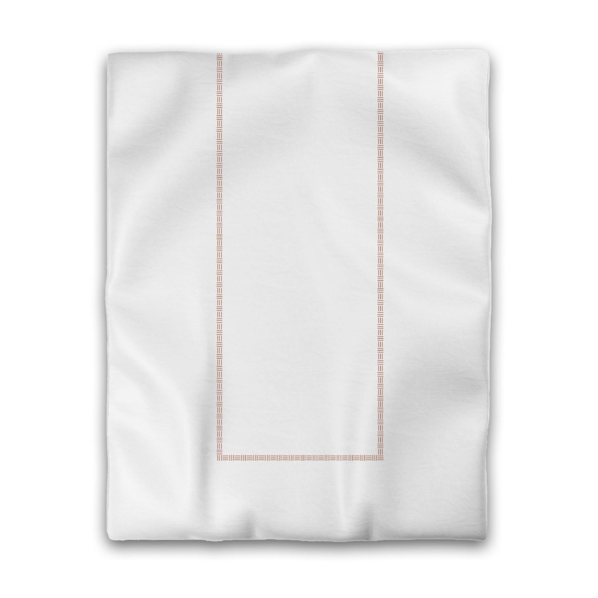 Off-white Cotton Sateen Duvet Cover, Salmon Single Weave Motif Print, Classic Border, CSDU-1139-141, Twin - 178 x 229 cm / 70 x 90 inches