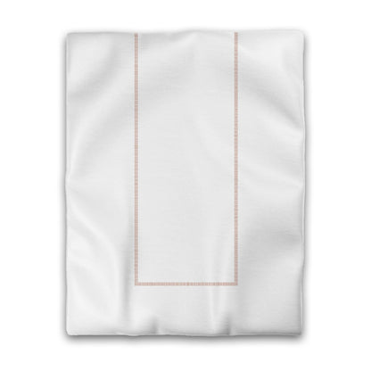 Off-white Cotton Sateen Duvet Cover, Salmon Single Weave Motif Print, Classic Border, CSDU-1139-141, Twin - 178 x 229 cm / 70 x 90 inches