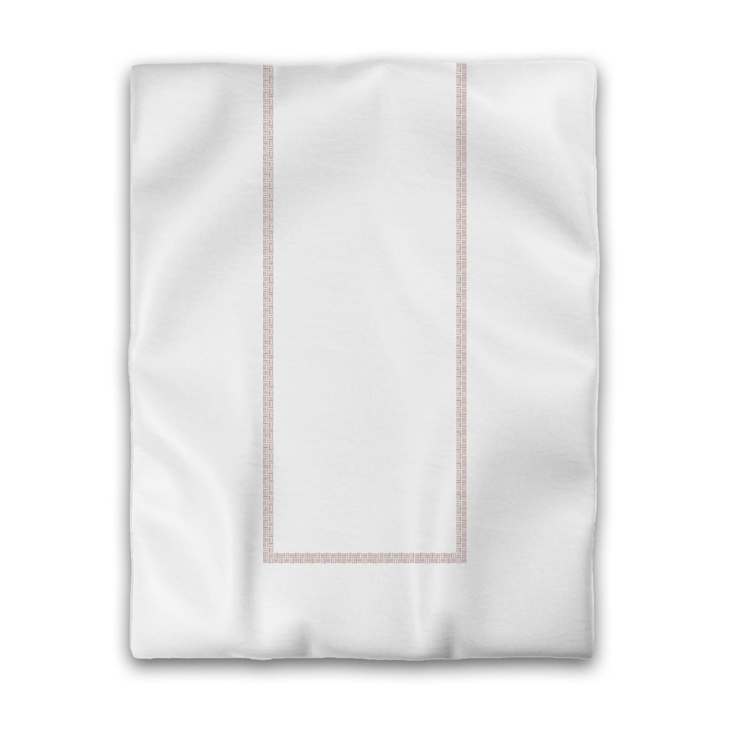 Off-white Cotton Sateen Duvet Cover, Salmon Double Weave Motif Print, Classic Border, CSDU-1139-143, Twin - 178 x 229 cm / 70 x 90 inches