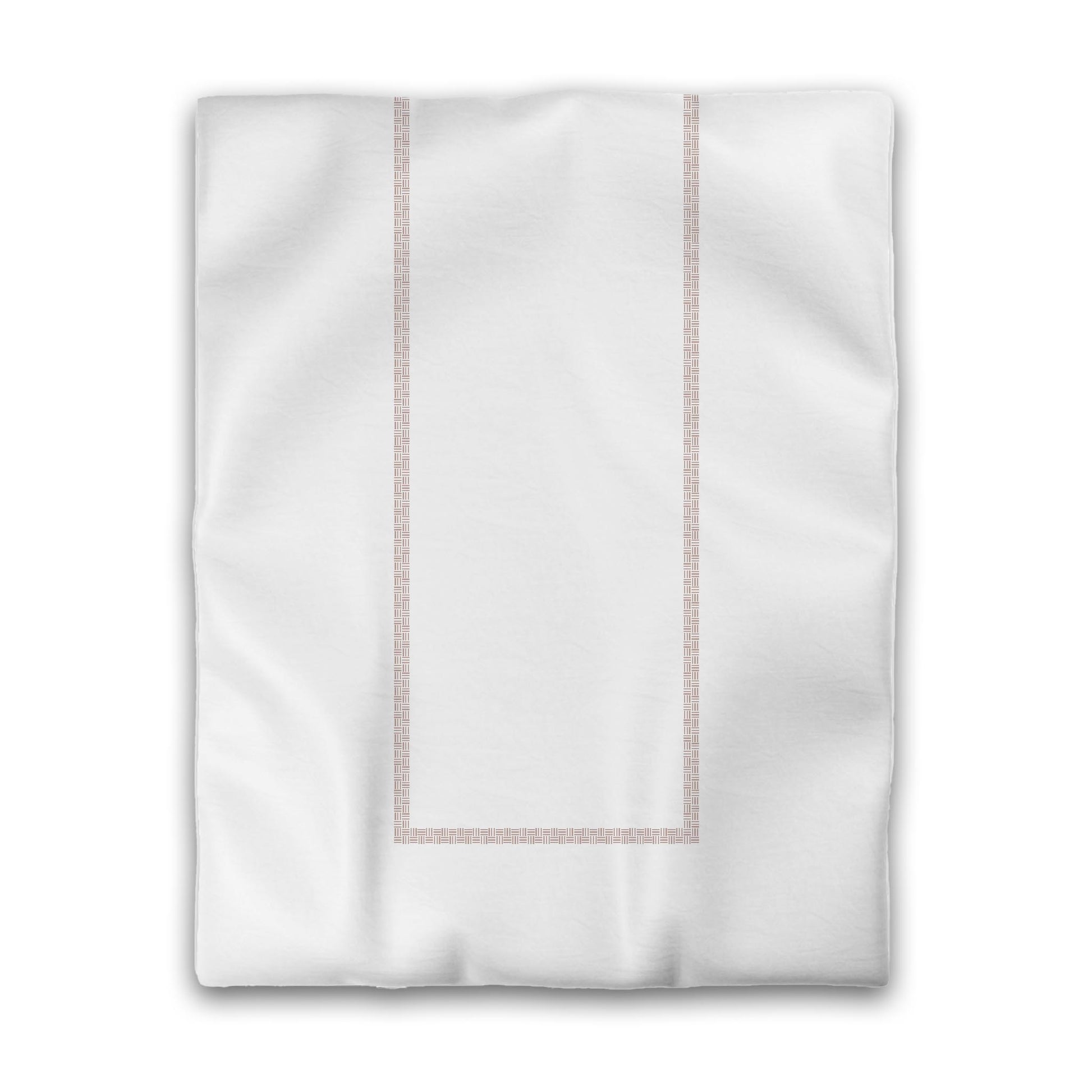 Off-white Cotton Sateen Duvet Cover, Salmon Double Weave Motif Print, Classic Border, CSDU-1139-143, Twin - 178 x 229 cm / 70 x 90 inches