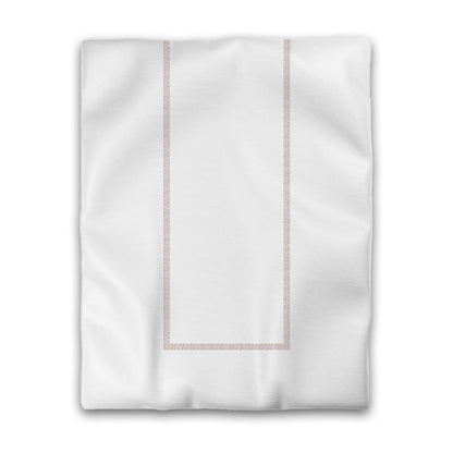 Off-white Cotton Sateen Duvet Cover, Salmon Double Weave Motif Print, Classic Border, CSDU-1139-143, Twin - 178 x 229 cm / 70 x 90 inches