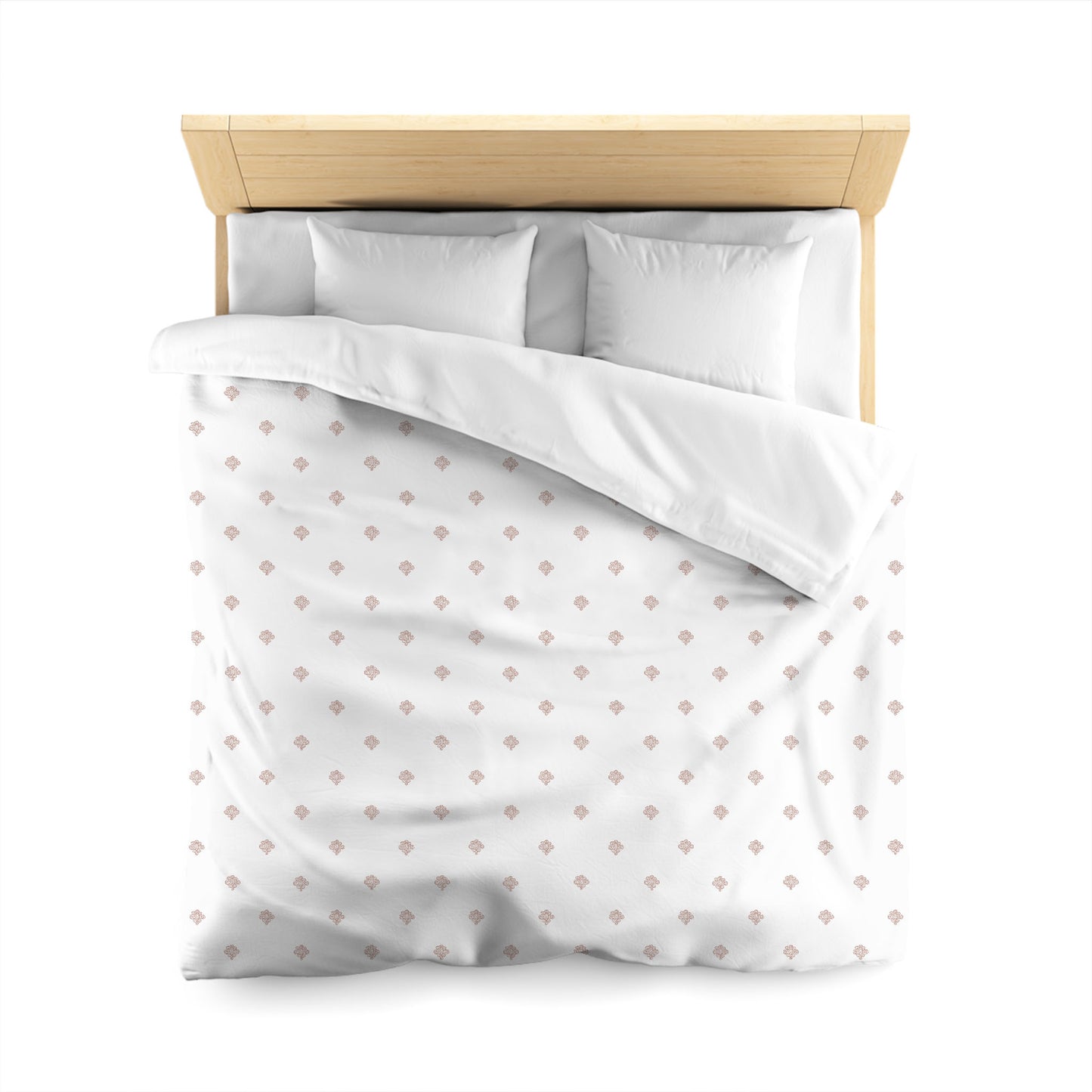 Off-white Cotton Sateen Duvet Cover, Salmon Hand-painted Swizzle Motif Print, CSDU-1139-171, Queen - 229 x 229 cm / 90 x 90 inches