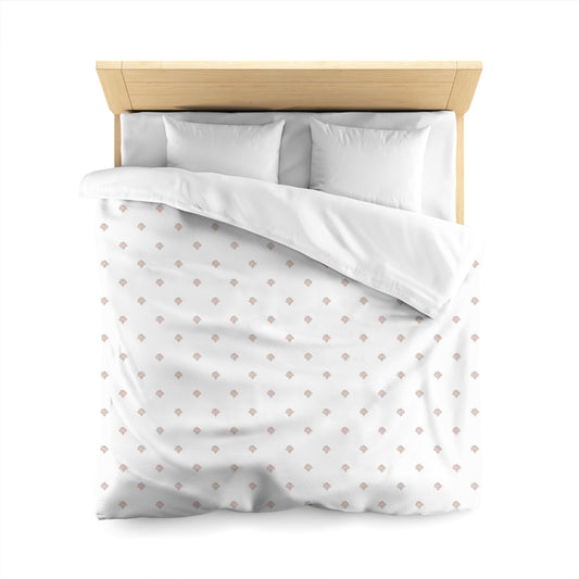 Off-white Cotton Sateen Duvet Cover, Salmon Hand-painted Swizzle Motif Print, CSDU-1139-171, Queen - 229 x 229 cm / 90 x 90 inches