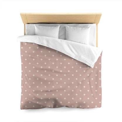 Salmon Cotton Sateen Duvet Cover, Off-white Hand-painted Swizzle Motif Print, CSDU-1139-172, Queen - 229 x 229 cm / 90 x 90 inches