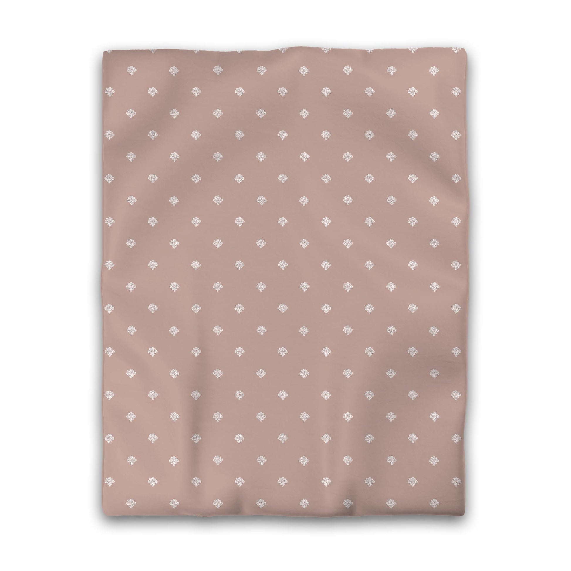 Salmon Cotton Sateen Duvet Cover, Off-white Hand-painted Swizzle Motif Print, CSDU-1139-172, Twin - 178 x 229 cm / 70 x 90 inches