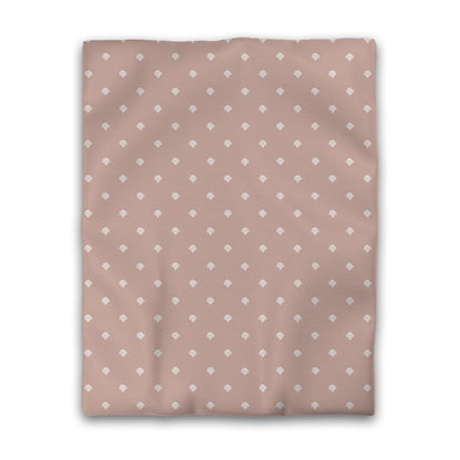 Salmon Cotton Sateen Duvet Cover, Off-white Hand-painted Swizzle Motif Print, CSDU-1139-172, Twin - 178 x 229 cm / 70 x 90 inches