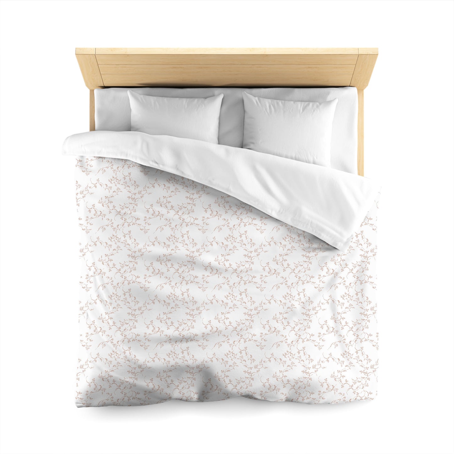 Off-white Cotton Sateen Duvet Cover, Salmon Hand-painted Vine Print, CSDU-1139-181, Queen - 229 x 229 cm / 90 x 90 inches