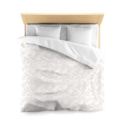 Off-white Cotton Sateen Duvet Cover, Salmon Hand-painted Vine Print, CSDU-1139-181, Queen - 229 x 229 cm / 90 x 90 inches