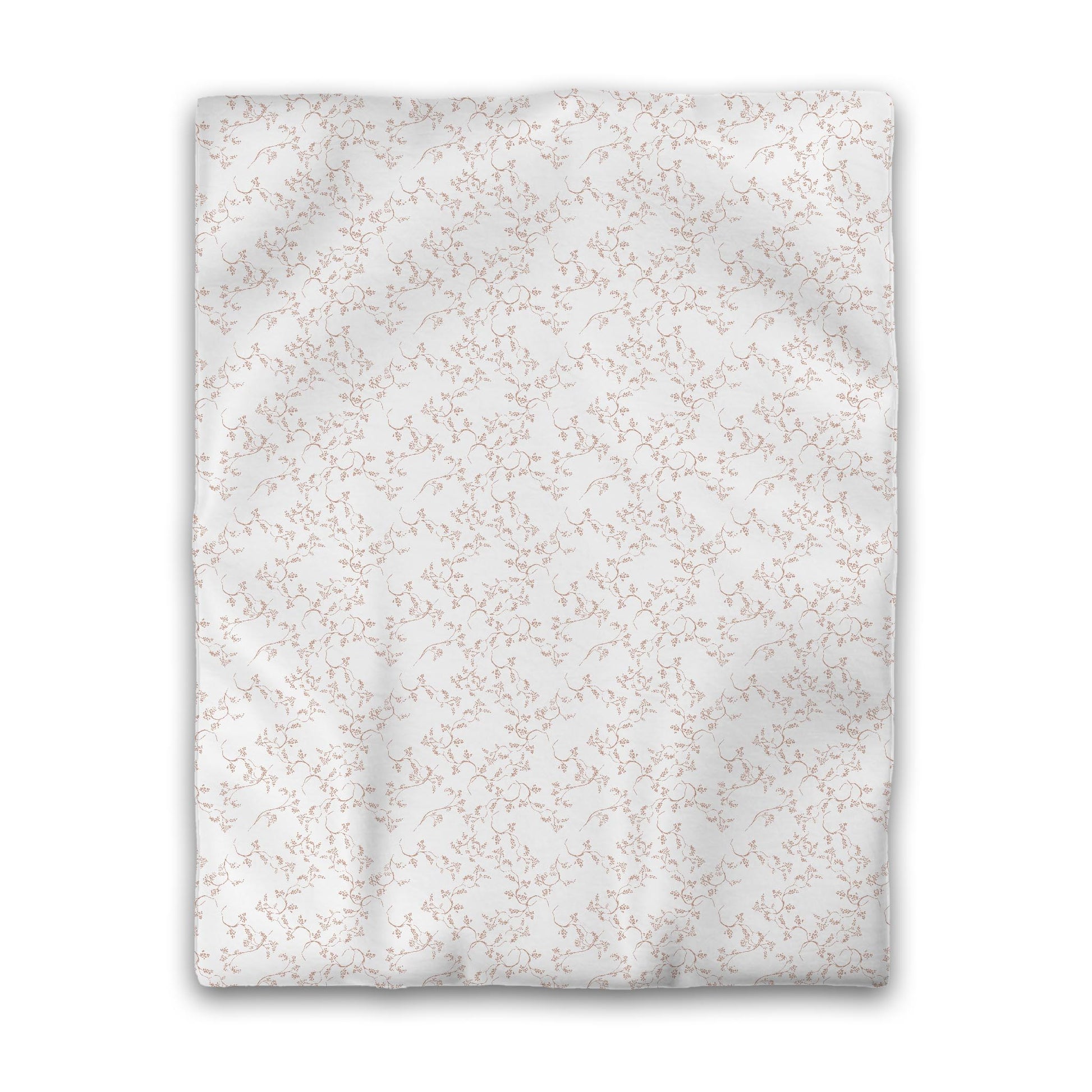 Off-white Cotton Sateen Duvet Cover, Salmon Hand-painted Vine Print, CSDU-1139-181, Twin - 178 x 229 cm / 70 x 90 inches