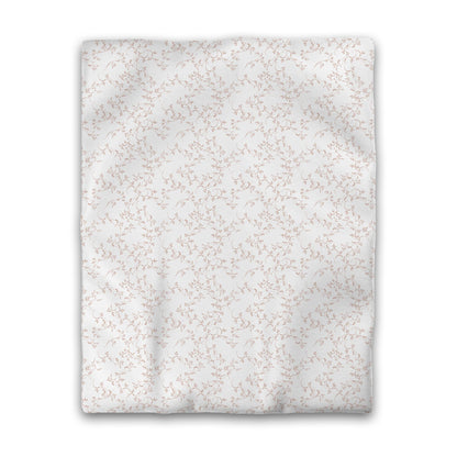 Off-white Cotton Sateen Duvet Cover, Salmon Hand-painted Vine Print, CSDU-1139-181, Twin - 178 x 229 cm / 70 x 90 inches