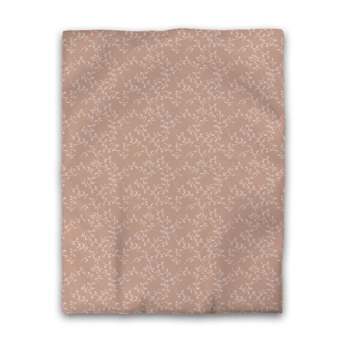 Salmon Cotton Sateen Duvet Cover, Off-white Hand-painted Vine Print, CSDU-1139-182, Twin - 178 x 229 cm / 70 x 90 inches