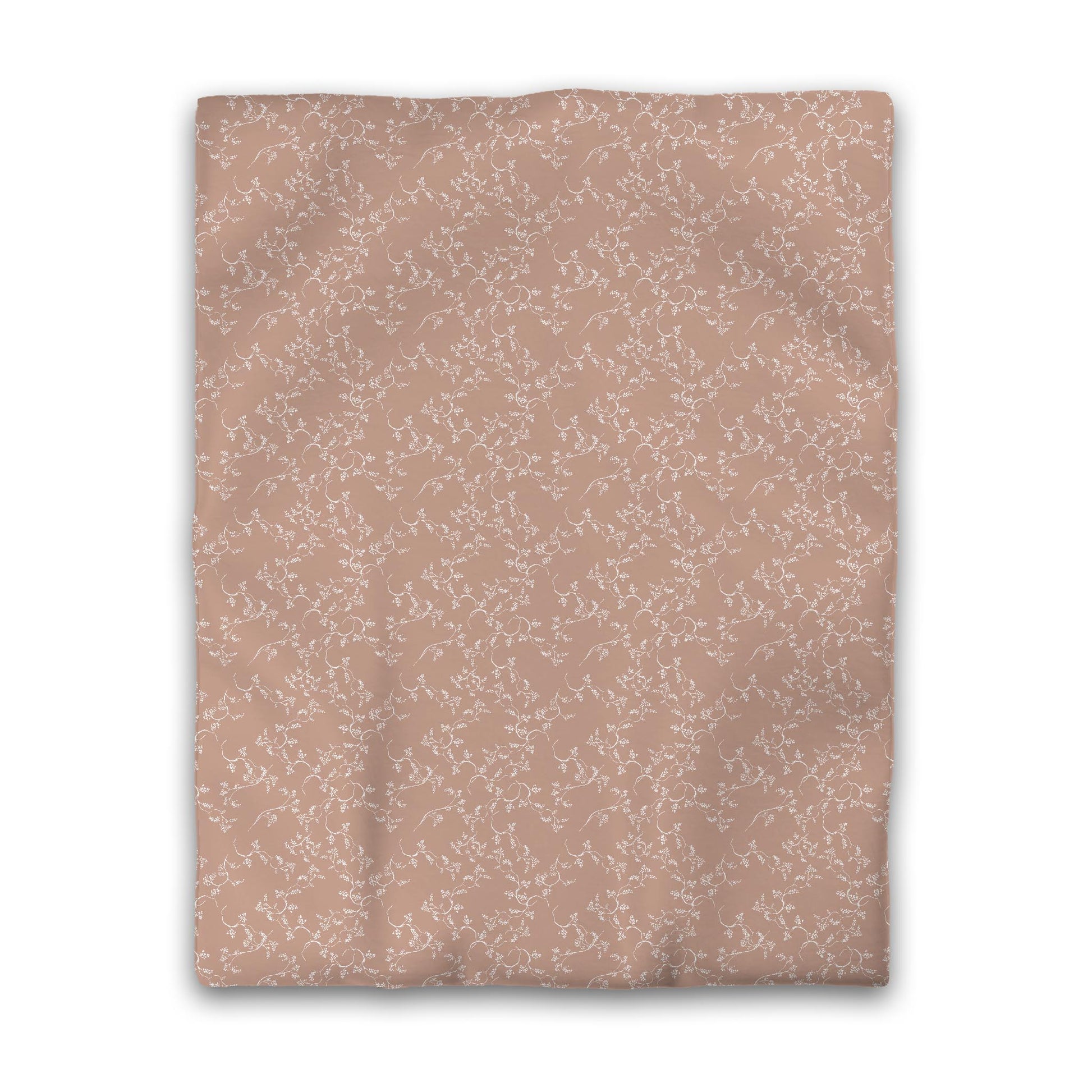Salmon Cotton Sateen Duvet Cover, Off-white Hand-painted Vine Print, CSDU-1139-182, Twin - 178 x 229 cm / 70 x 90 inches