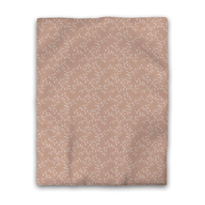 Salmon Cotton Sateen Duvet Cover, Off-white Hand-painted Vine Print, CSDU-1139-182, Twin - 178 x 229 cm / 70 x 90 inches