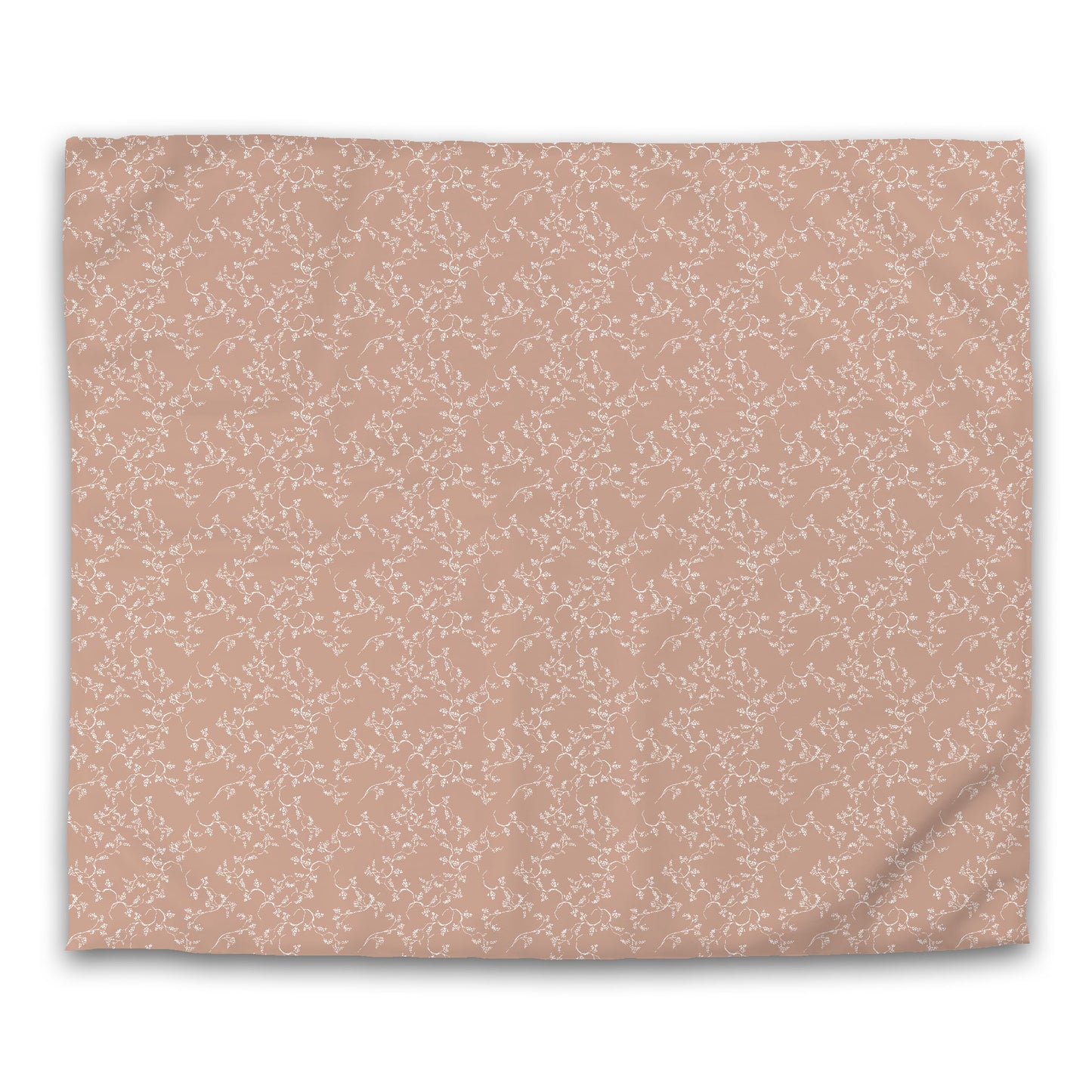 Salmon Cotton Sateen Duvet Cover, Off-white Hand-painted Vine Print, CSDU-1139-182, King - 269 x  234 cm / 106 x 92 inches