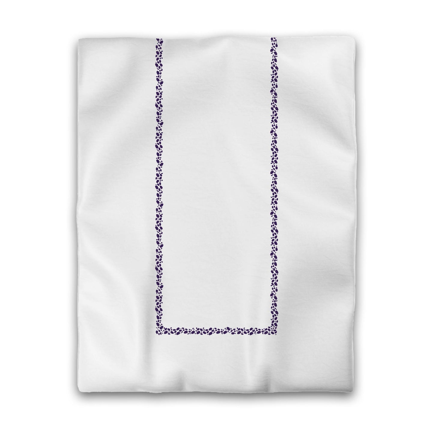 Off-white Cotton Sateen Duvet Cover, Purple Hand-painted Dab Motif Print, Classic Border, CSDU-1143-091, Twin - 178 x 229 cm / 70 x 90 inches