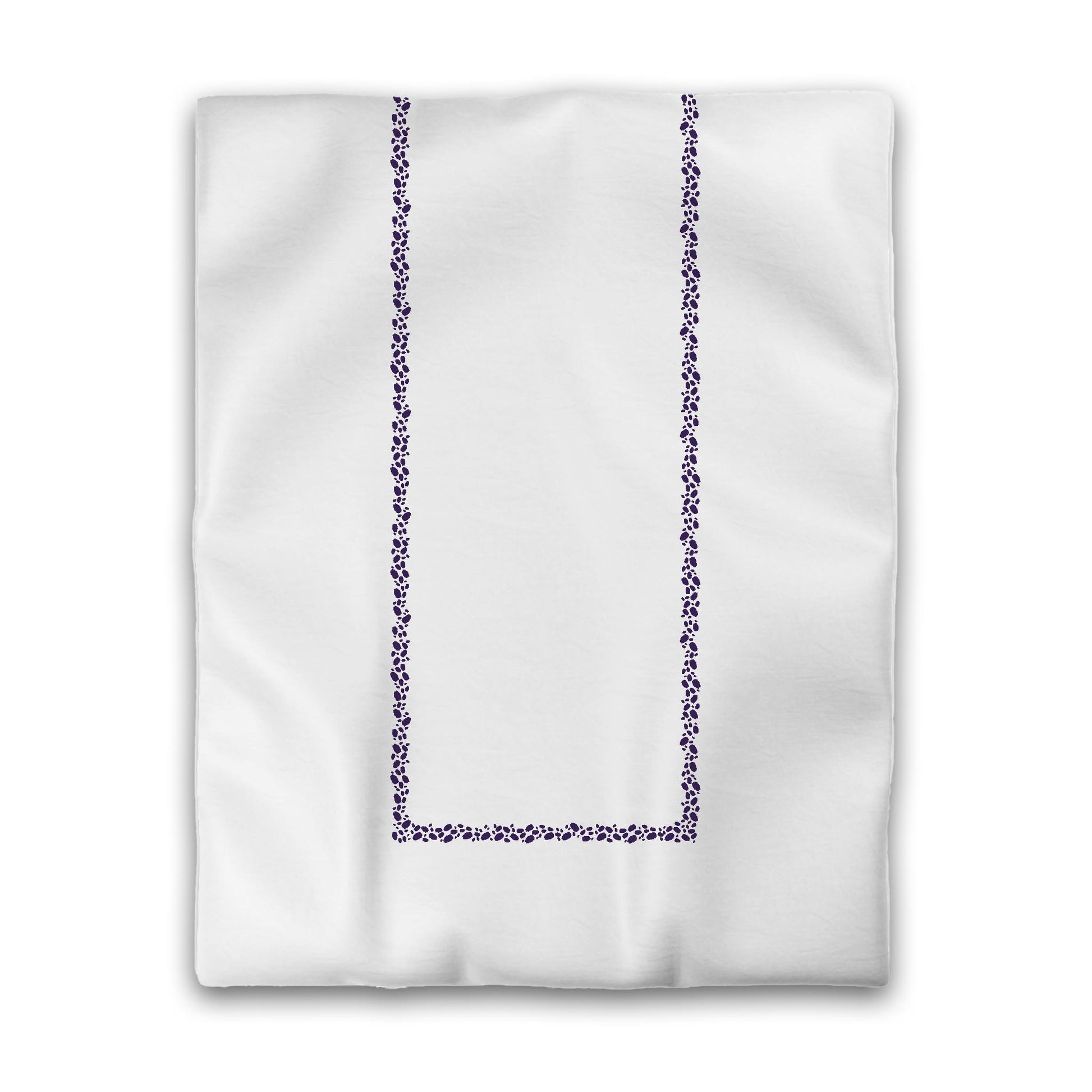 Off-white Cotton Sateen Duvet Cover, Purple Hand-painted Dab Motif Print, Classic Border, CSDU-1143-091, Twin - 178 x 229 cm / 70 x 90 inches