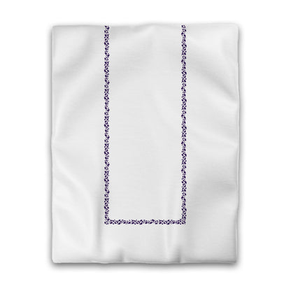 Off-white Cotton Sateen Duvet Cover, Purple Hand-painted Dab Motif Print, Classic Border, CSDU-1143-091, Twin - 178 x 229 cm / 70 x 90 inches