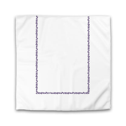 Off-white Cotton Sateen Duvet Cover, Purple Hand-painted Dab Motif Print, Classic Border | CSDU-1143-091