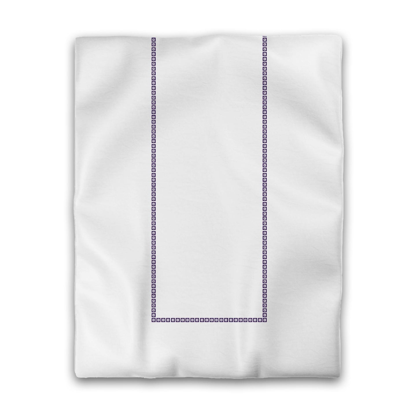 Off-white Cotton Sateen Duvet Cover, Purple Repeating Square Motif Print, Classic Border, CSDU-1143-121, Twin - 178 x 229 cm / 70 x 90 inches