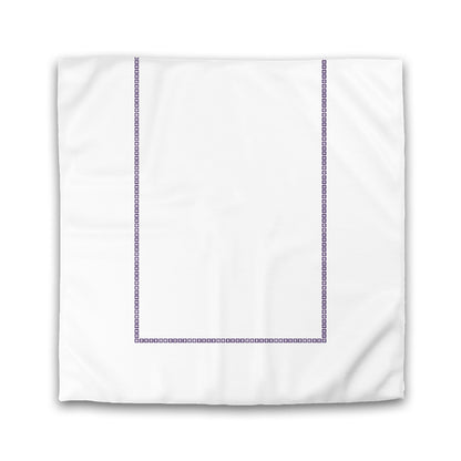 Off-white Cotton Sateen Duvet Cover, Purple Repeating Square Motif Print, Classic Border | CSDU-1143-121