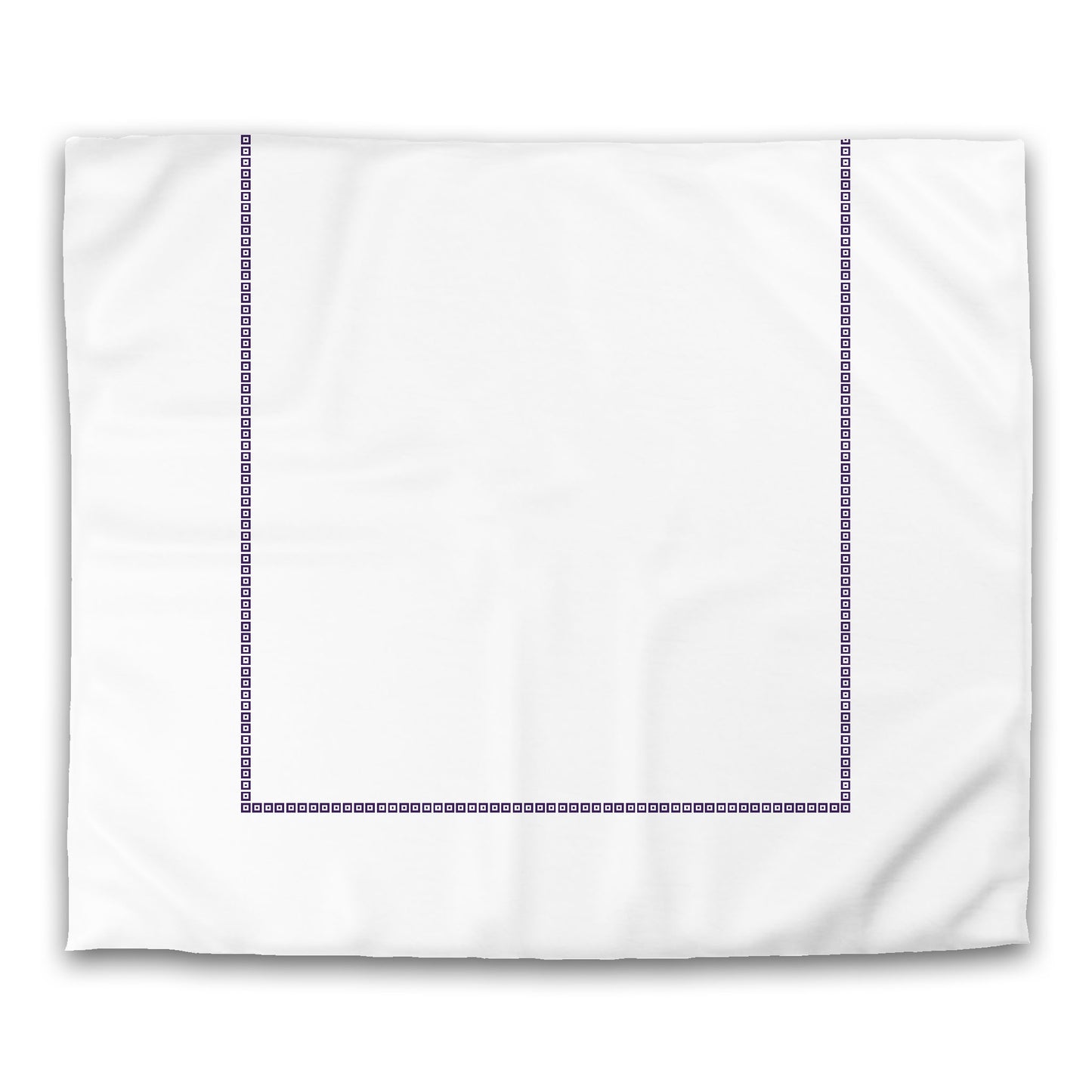 Off-white Cotton Sateen Duvet Cover, Purple Repeating Square Motif Print, Classic Border, CSDU-1143-121, King - 269 x  234 cm / 106 x 92 inches