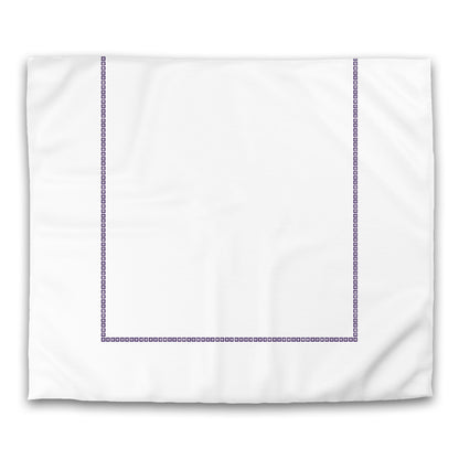 Off-white Cotton Sateen Duvet Cover, Purple Repeating Square Motif Print, Classic Border, CSDU-1143-121, King - 269 x  234 cm / 106 x 92 inches