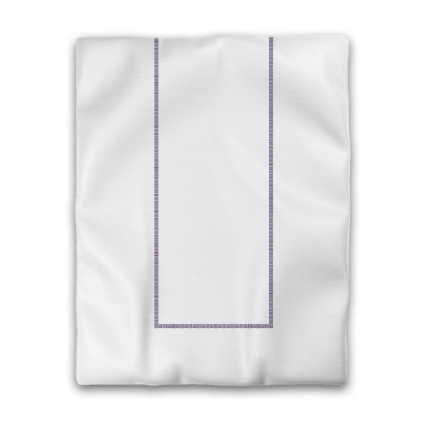 Off-white Cotton Sateen Duvet Cover, Purple Single Weave Motif Print, Classic Border, CSDU-1143-141, Twin - 178 x 229 cm / 70 x 90 inches