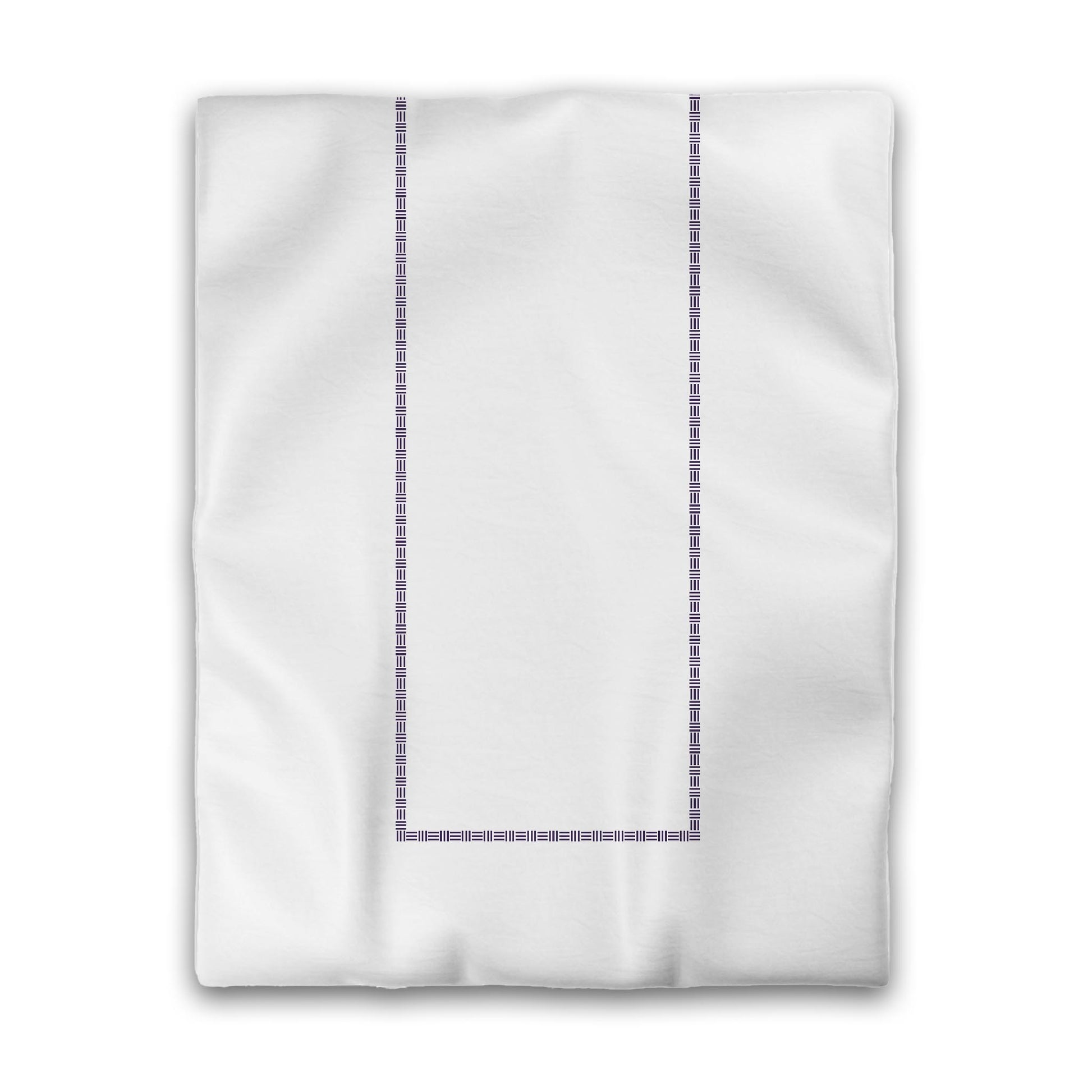 Off-white Cotton Sateen Duvet Cover, Purple Single Weave Motif Print, Classic Border, CSDU-1143-141, Twin - 178 x 229 cm / 70 x 90 inches