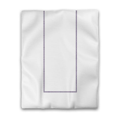 Off-white Cotton Sateen Duvet Cover, Purple Single Weave Motif Print, Classic Border, CSDU-1143-141, Twin - 178 x 229 cm / 70 x 90 inches