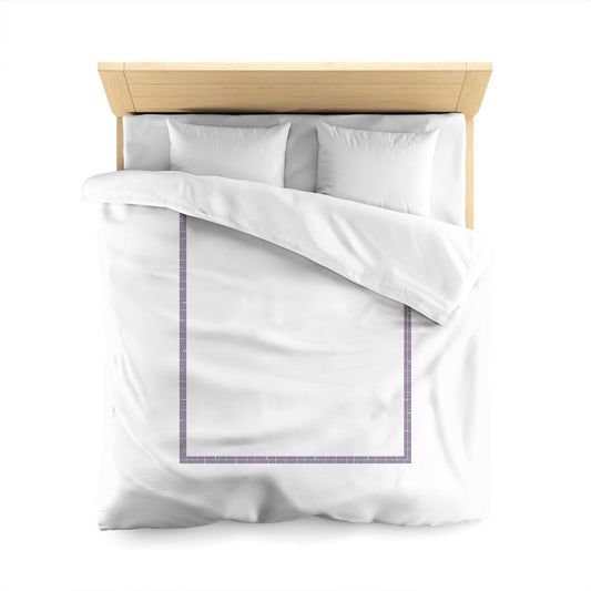 Off-white Cotton Sateen Duvet Cover, Purple Double Weave Motif Print, Classic Border, CSDU-1143-143, Queen - 229 x 229 cm / 90 x 90 inches