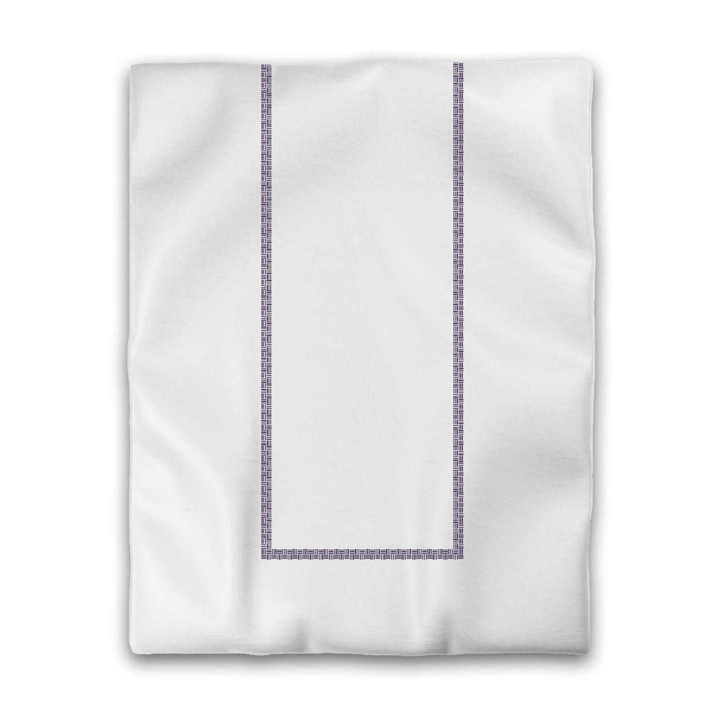 Off-white Cotton Sateen Duvet Cover, Purple Double Weave Motif Print, Classic Border, CSDU-1143-143, Twin - 178 x 229 cm / 70 x 90 inches