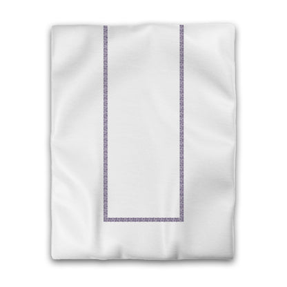 Off-white Cotton Sateen Duvet Cover, Purple Double Weave Motif Print, Classic Border, CSDU-1143-143, Twin - 178 x 229 cm / 70 x 90 inches