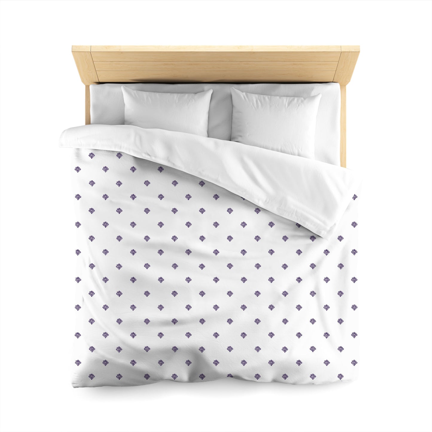Off-white Cotton Sateen Duvet Cover, Purple Hand-painted Swizzle Motif Print, CSDU-1143-171, Queen - 229 x 229 cm / 90 x 90 inches