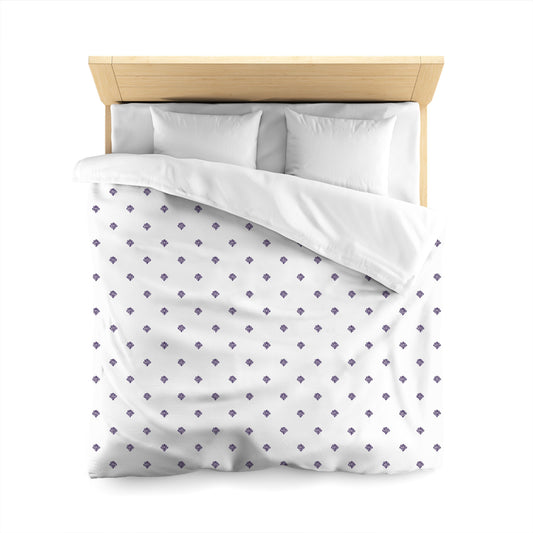 Off-white Cotton Sateen Duvet Cover, Purple Hand-painted Swizzle Motif Print, CSDU-1143-171, Queen - 229 x 229 cm / 90 x 90 inches