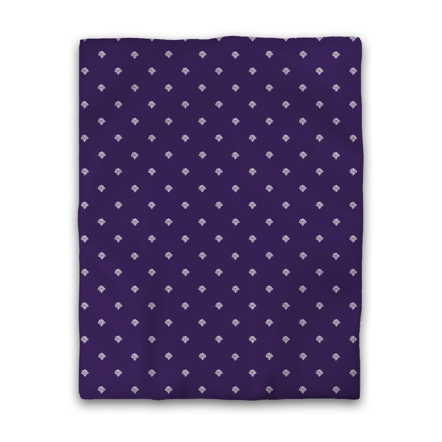 Purple Cotton Sateen Duvet Cover, Off-white Hand-painted Swizzle Motif Print, CSDU-1143-172, Twin - 178 x 229 cm / 70 x 90 inches