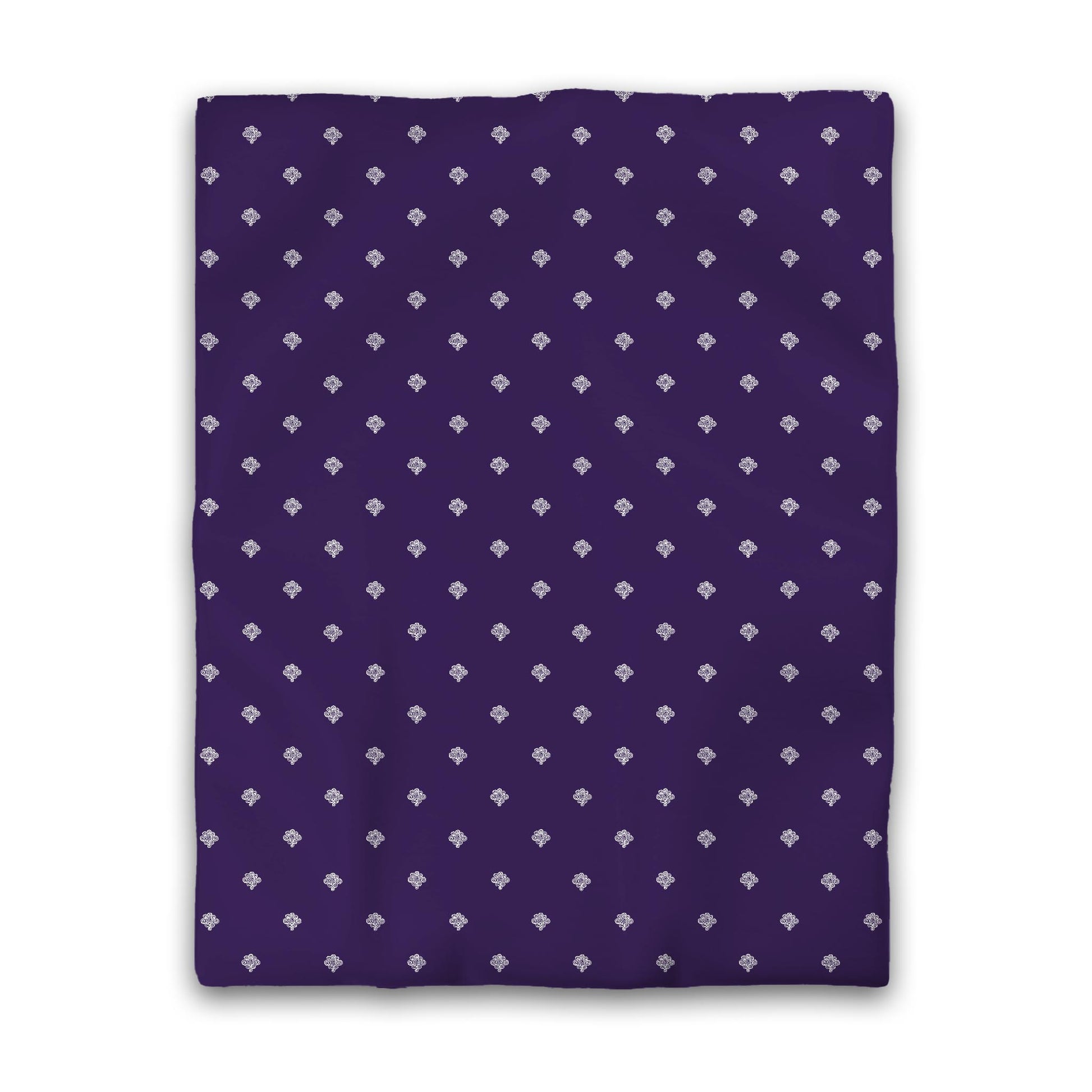 Purple Cotton Sateen Duvet Cover, Off-white Hand-painted Swizzle Motif Print, CSDU-1143-172, Twin - 178 x 229 cm / 70 x 90 inches
